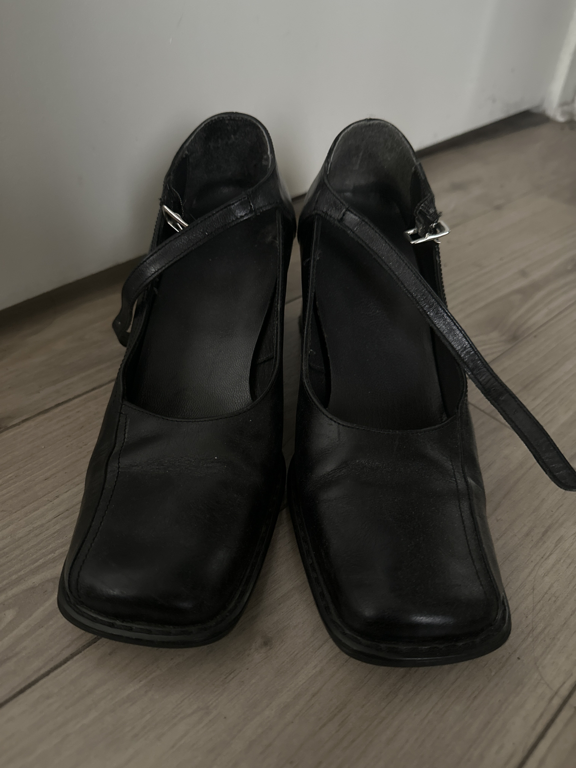 Vintage black square toe strapped heels #freecycle image indicator(2)