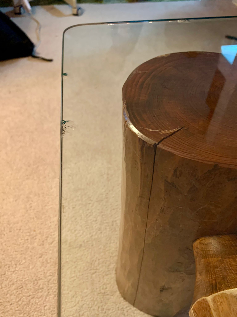 Rustic Oak Coffee Table with Glass Top image indicator(5)