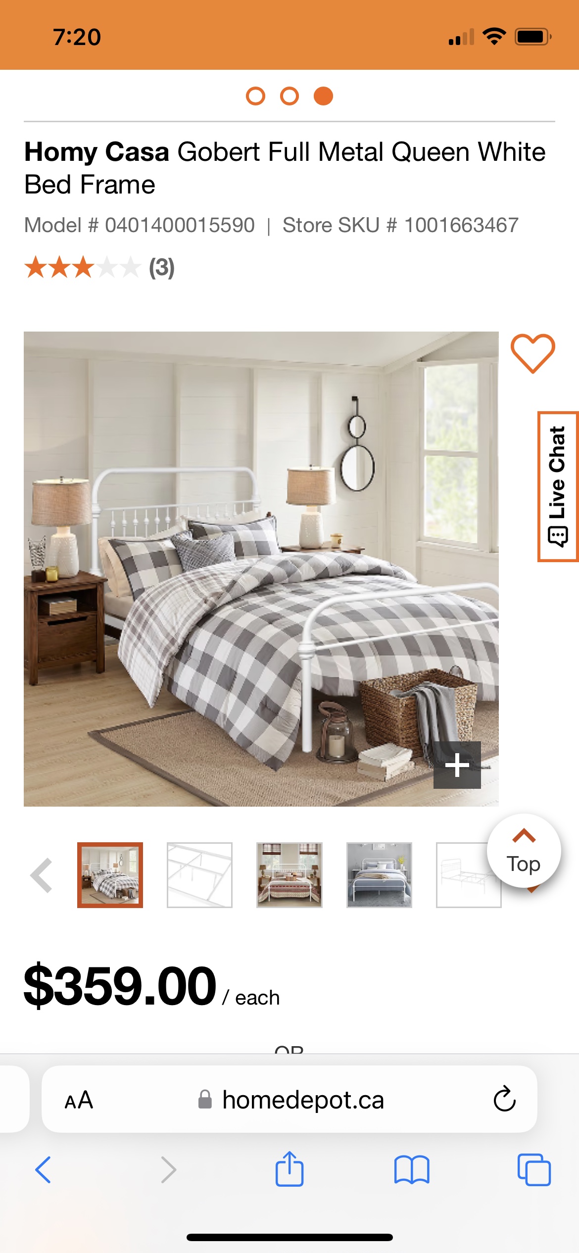Gobert Full Metal Queen White Bed Frame