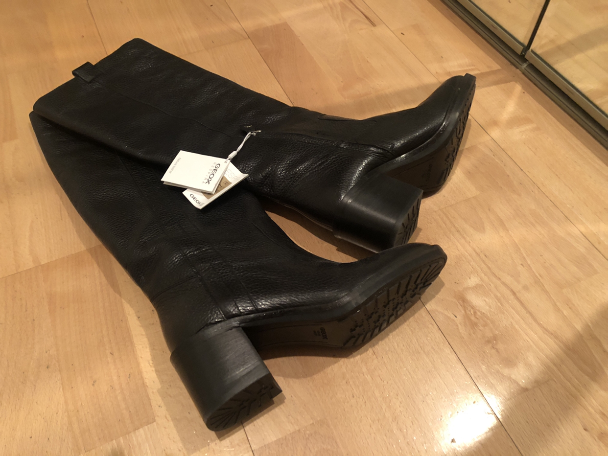 Geox black leather knee high boots  - new and not worn at all thumbnail