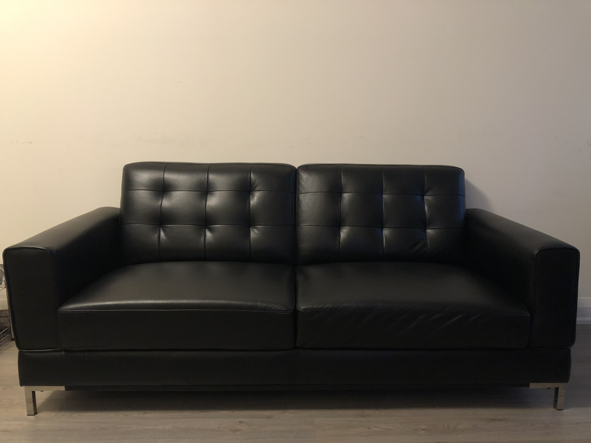 Black Faux Leather Sofa