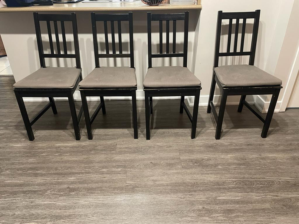 4 Ikea Chair-Stefan along with Chair Pads-Justina
