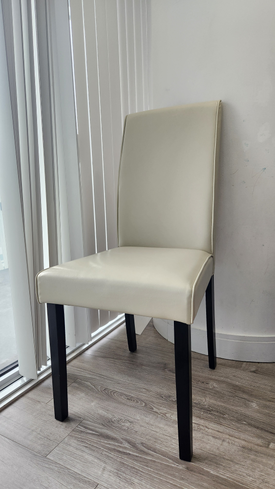 biege leather dining chair