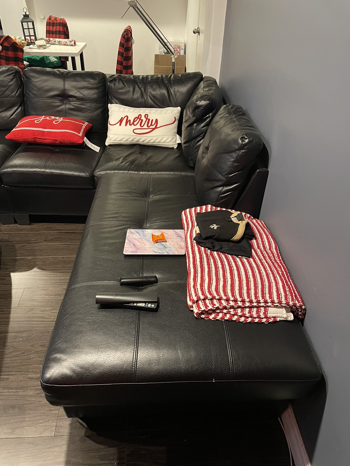 Black leather couch