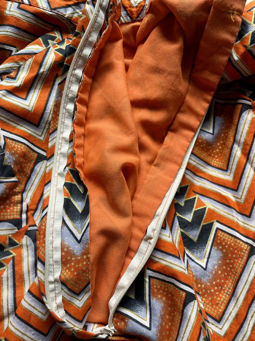 Vintage 1960s art deco pattern bell sleeve dress image indicator(5)