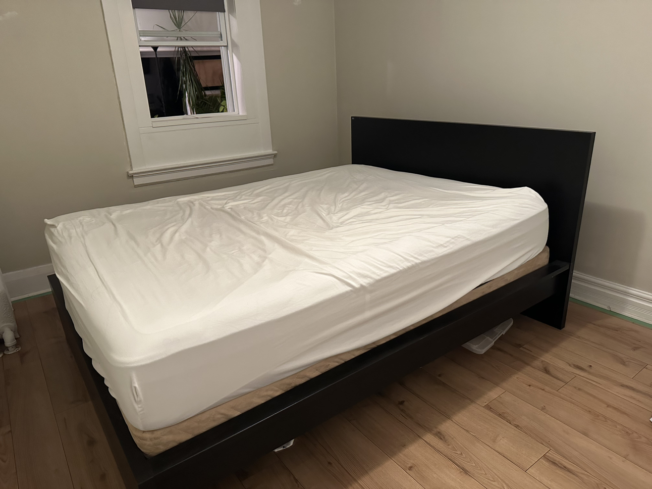 Full size bed frame with mattress and spring box