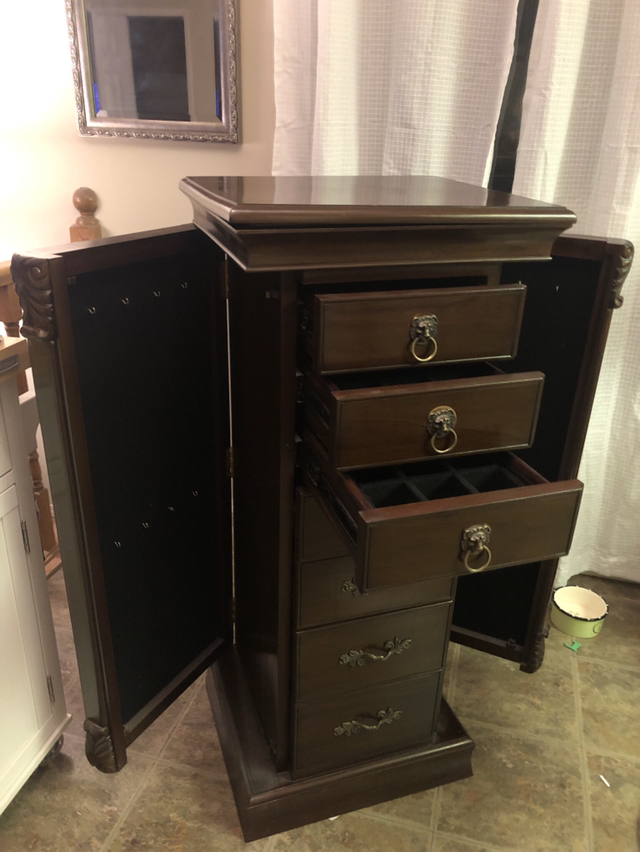 Solid wood 4 foot tall jewelry amoir image indicator(3)