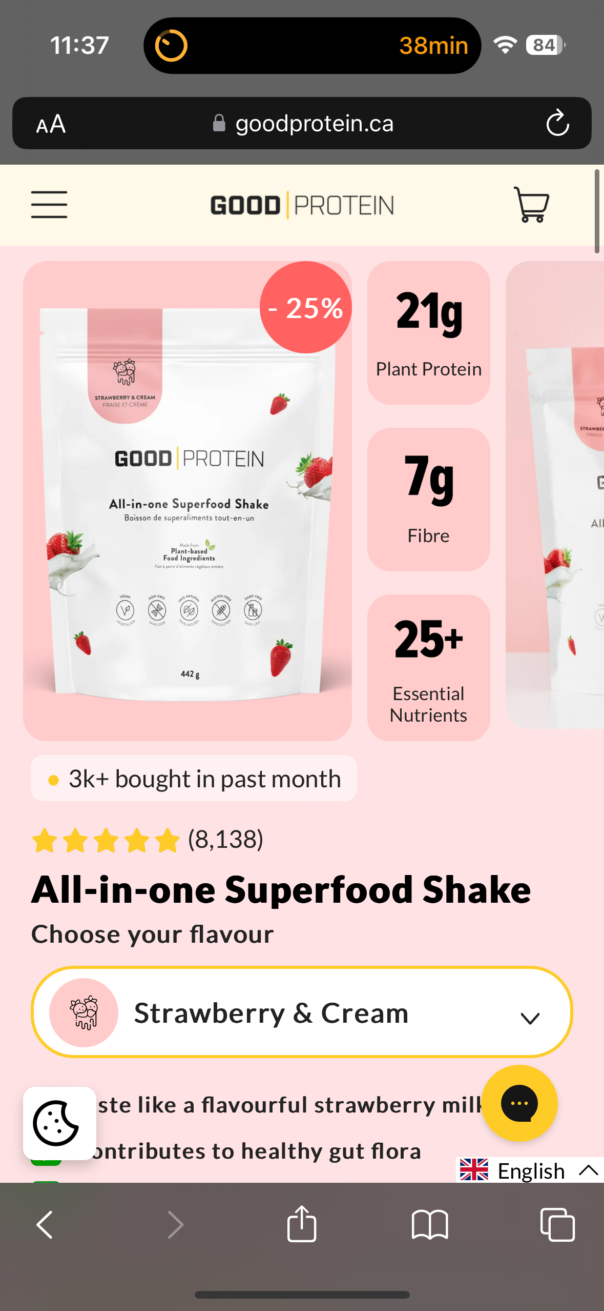 good protein strawberries & cream protein powder thumbnail
