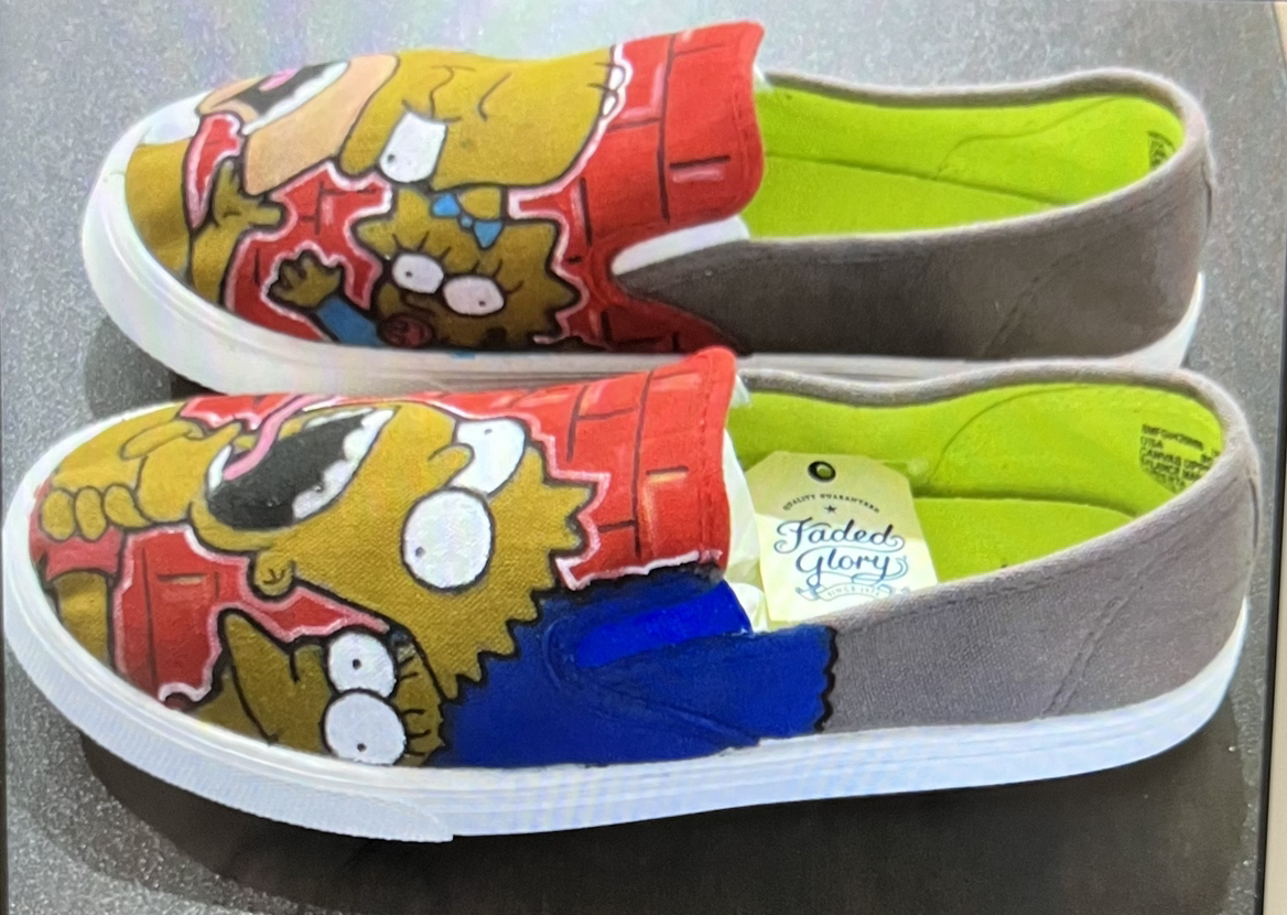 Boy’s Custom Hand Painted Simpson Shoes Size 6 image indicator(2)