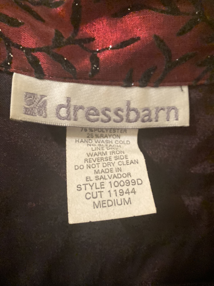 Vintage 90s Metallic Red Blouse with Black Velvet Floral print - photo 4