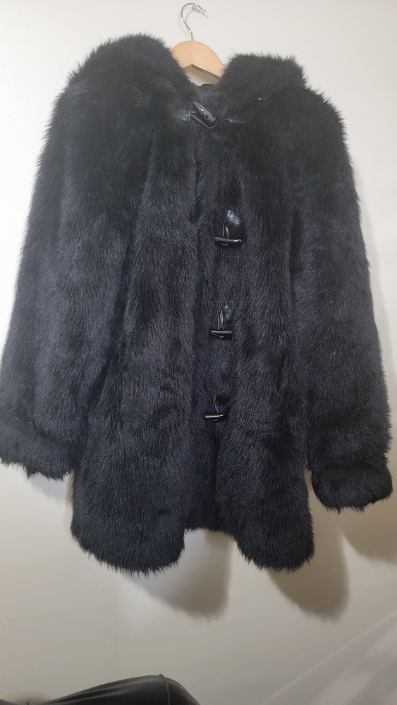 Black Super Fluffy Furry Fur Angora Sweater Jacket Cardigan - photo 5