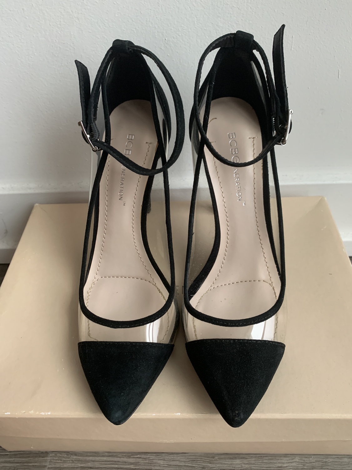 BCBG black suede pumps image indicator(4)