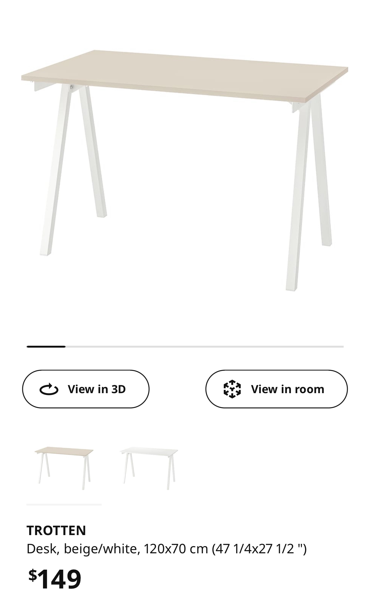 IKEA Trotten Desk Beige - photo 2