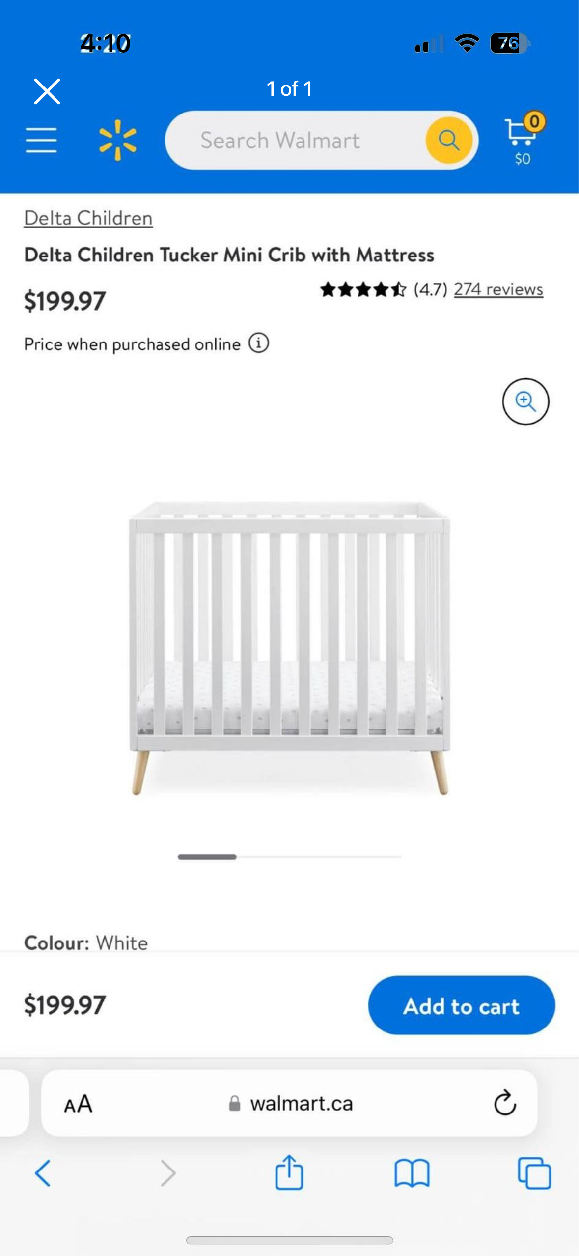 Delta children Tucker mini crib with mattress