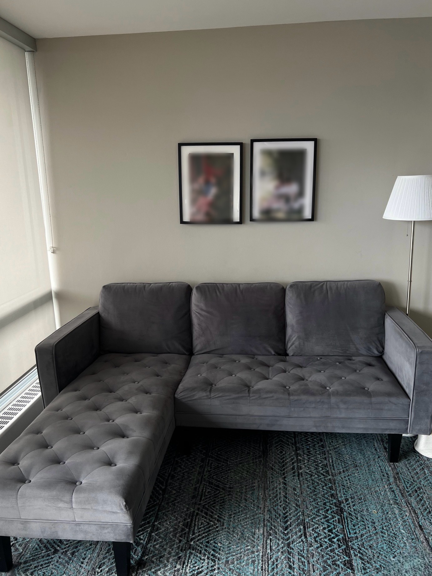 Interchangeable sectional velvet sofa
