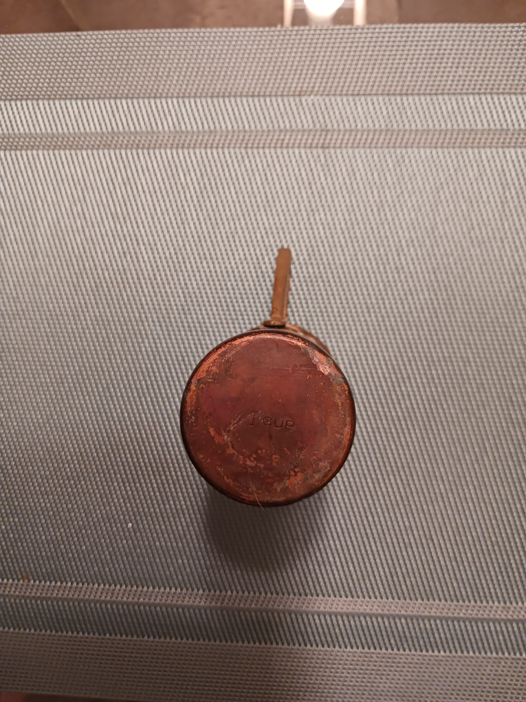 Copper 1-cup measure, brass handle. #freecycle image indicator(2)