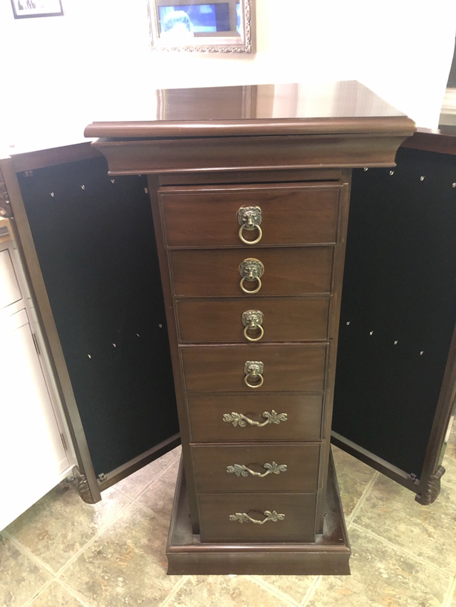 Solid wood 4 foot tall jewelry amoir