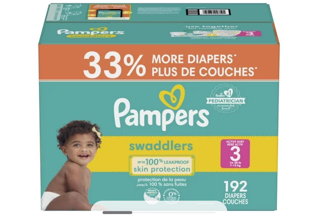 Pampers Swaddlers Active Baby Diaper, Size 3-6, 120-192 Count