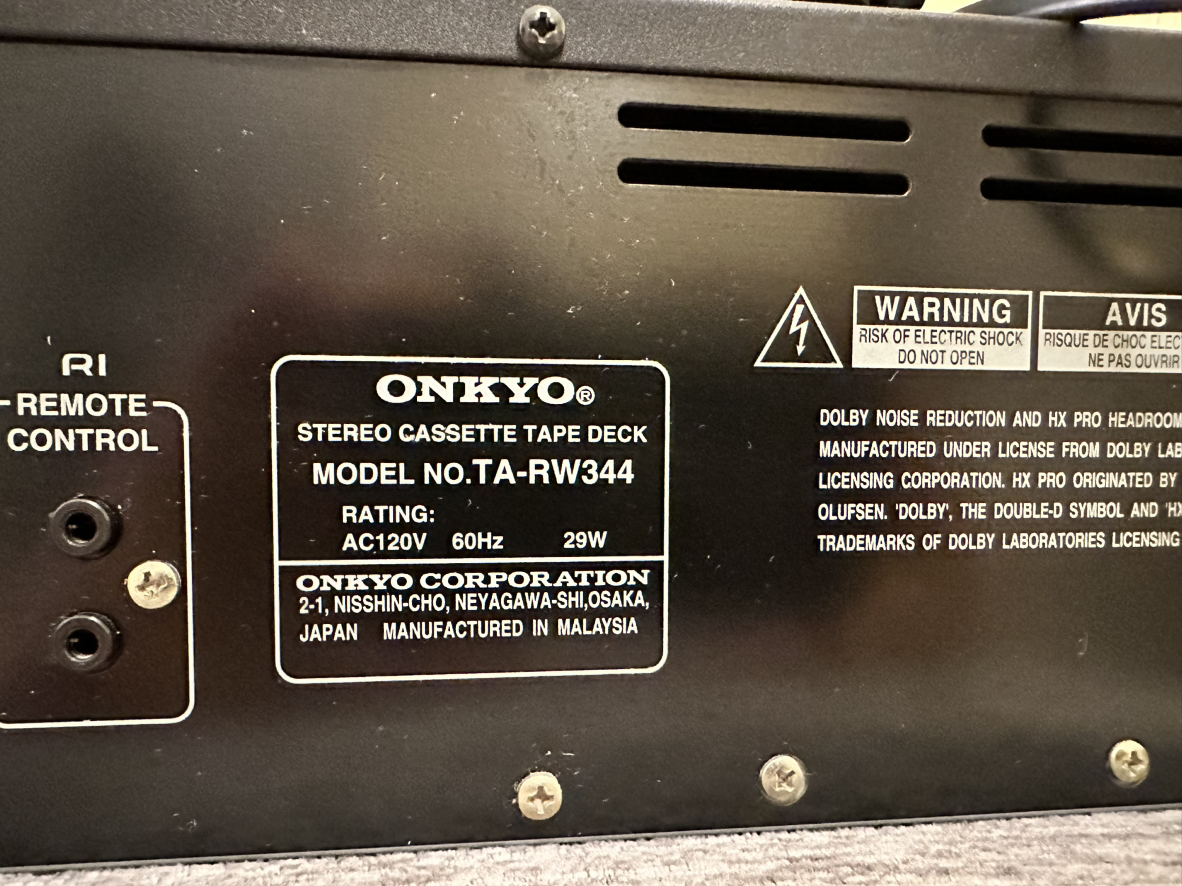 ONKYO Dual Stereo Cassette Tape Deck Player - TA-RW344 - photo 4