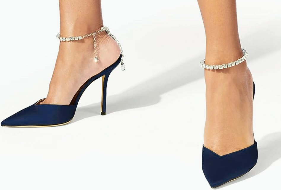 Royal Blue dressy pumps with Rhinestone strap  #freecycle