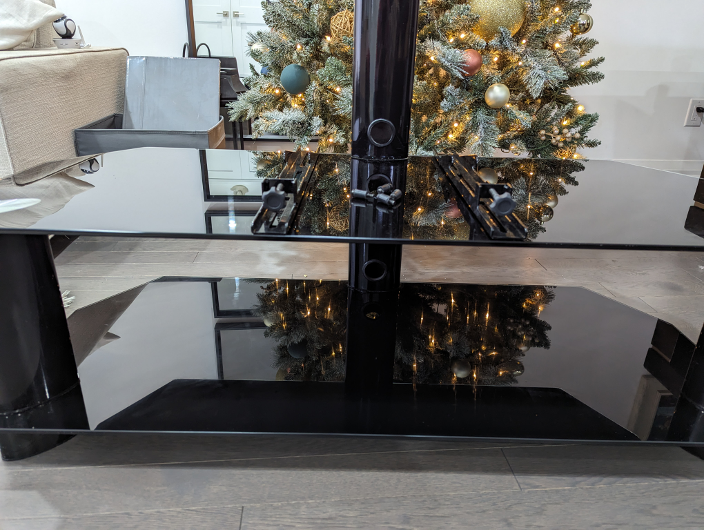 two tier glass tv stand with mount - photo 2