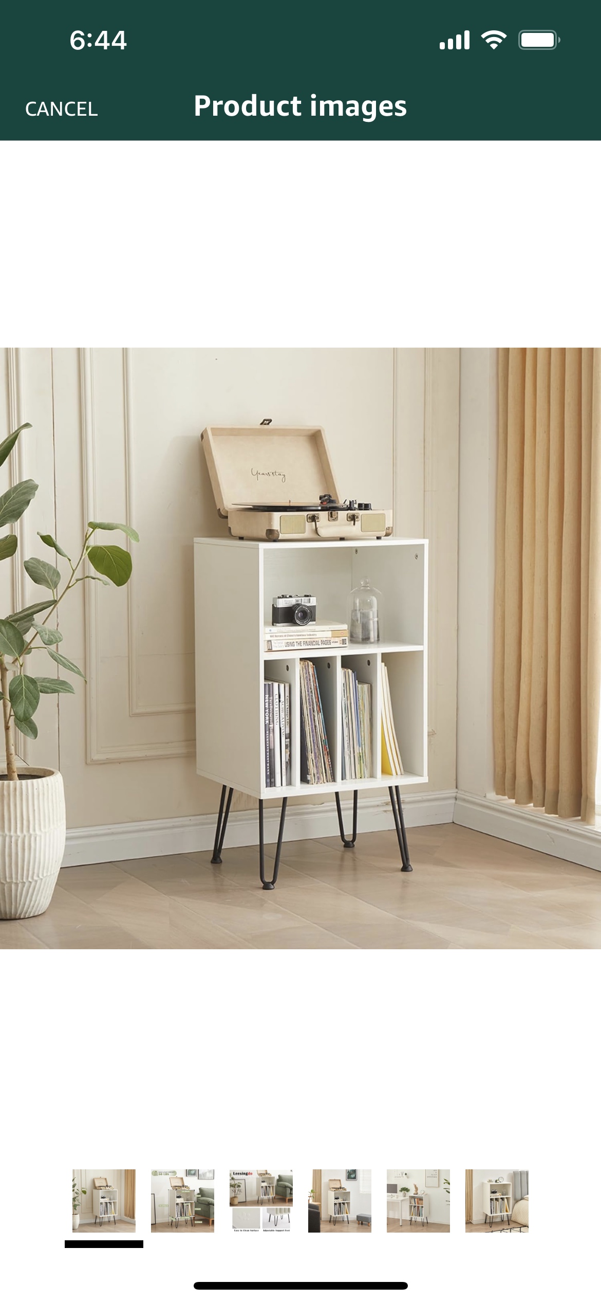 White LP Player Stand with Record Storage
