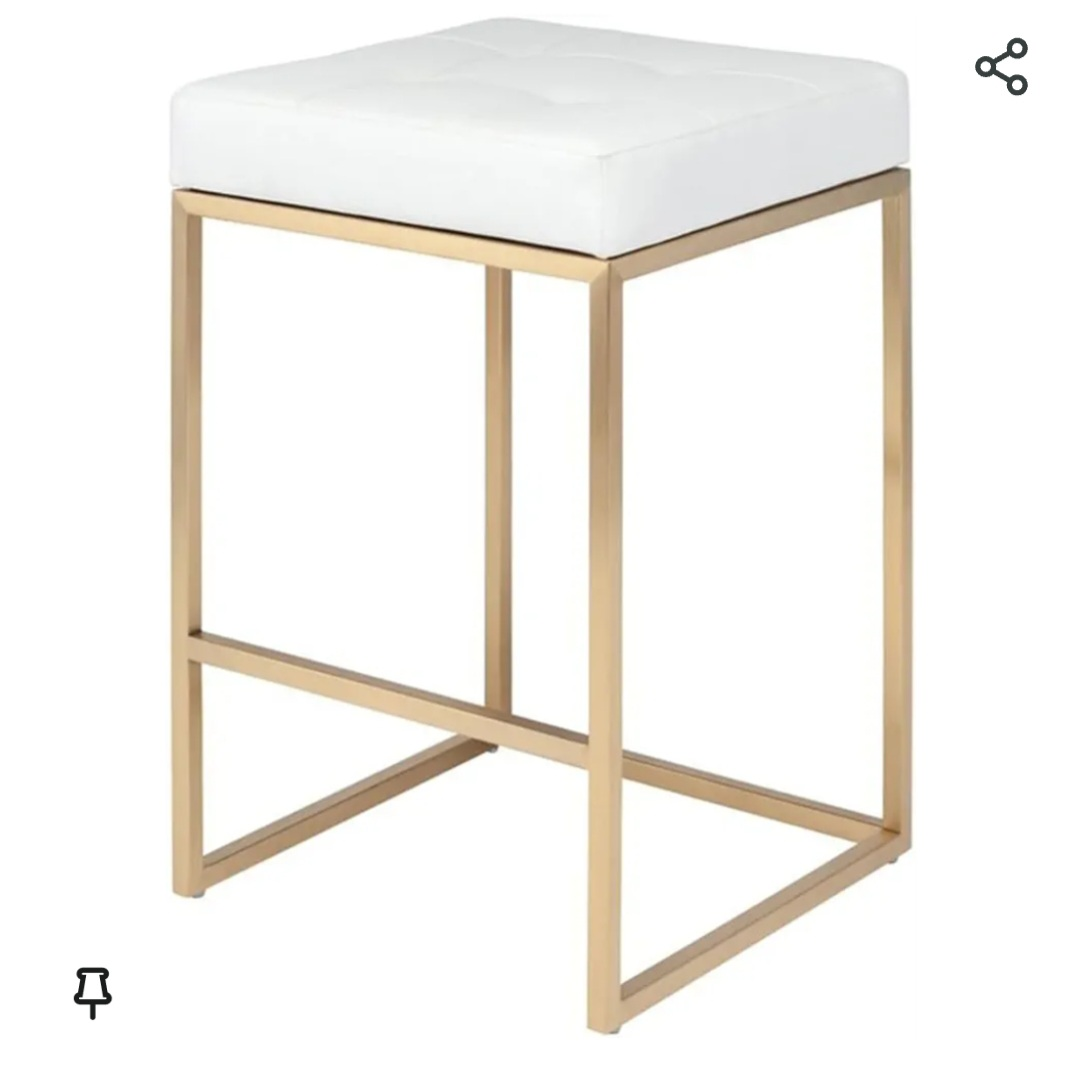 counter stool. golden frame with white cusion seat - photo 2