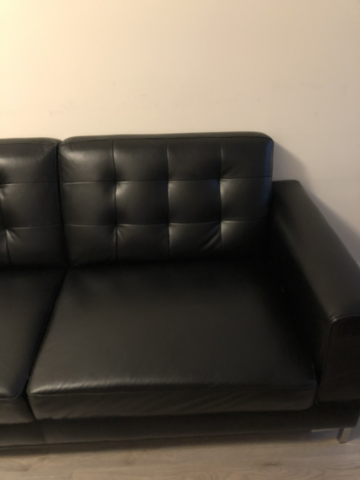 Black Faux Leather Sofa - photo 2