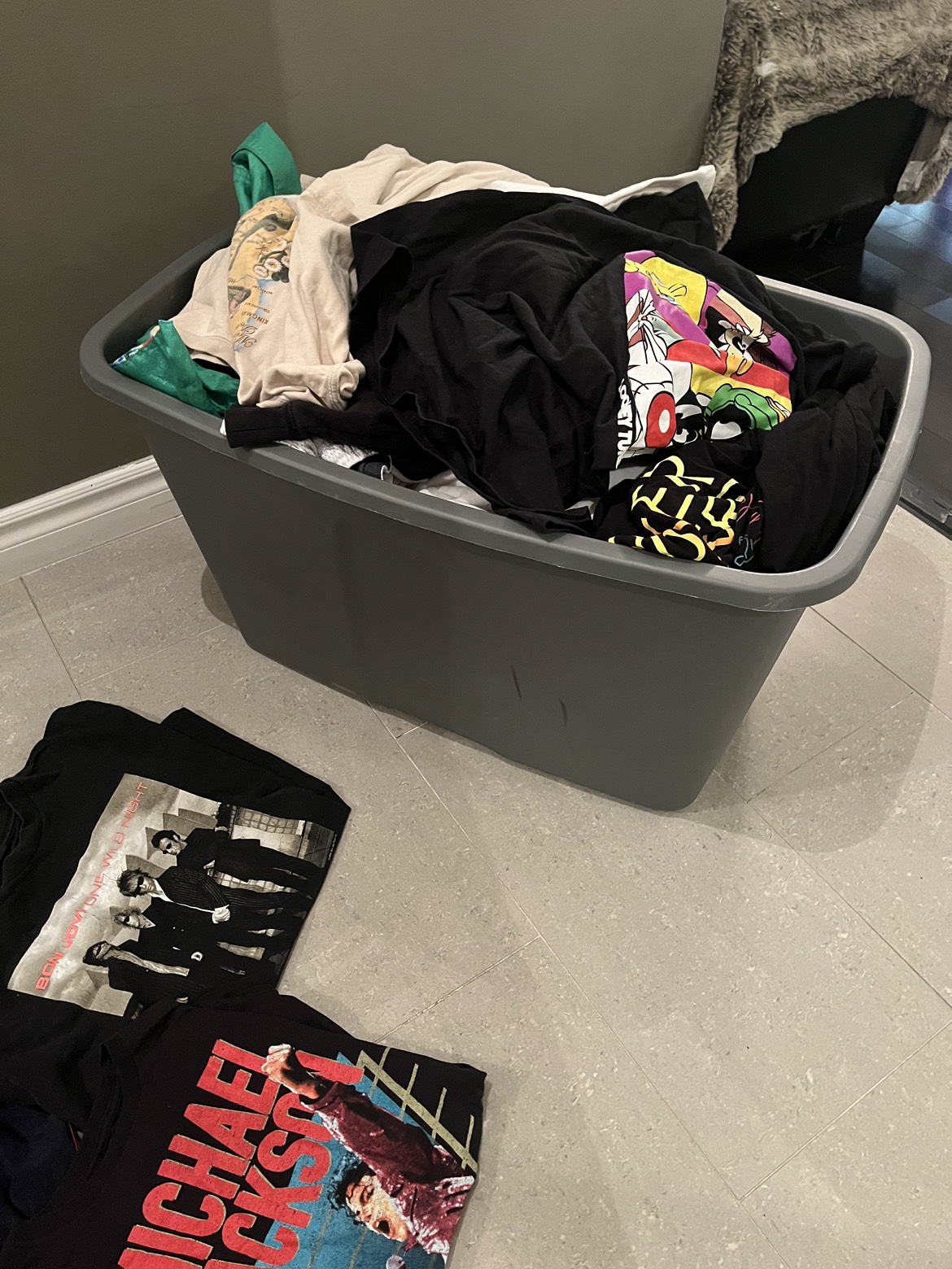 Bin of men’s & women’s vintage clothing