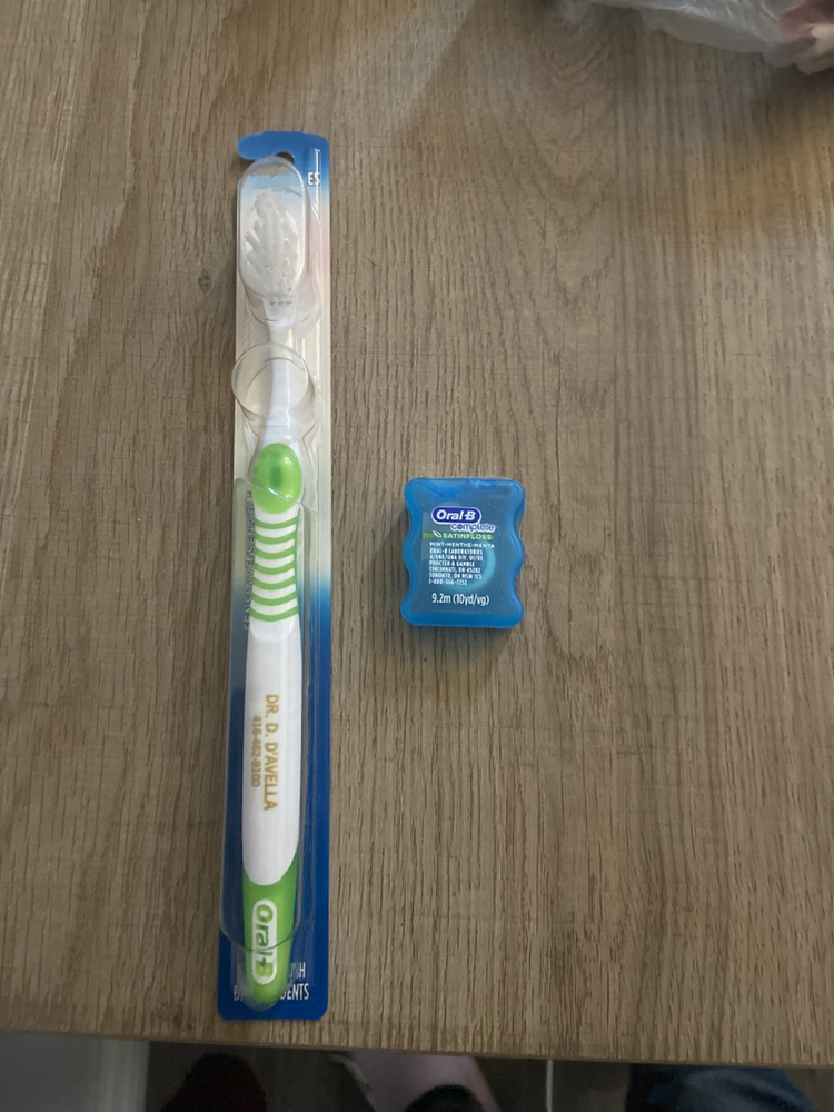 New toothbrush and floss