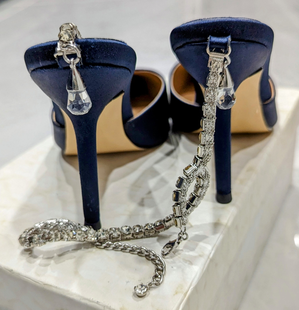 Royal Blue dressy pumps with Rhinestone strap  #freecycle - photo 5
