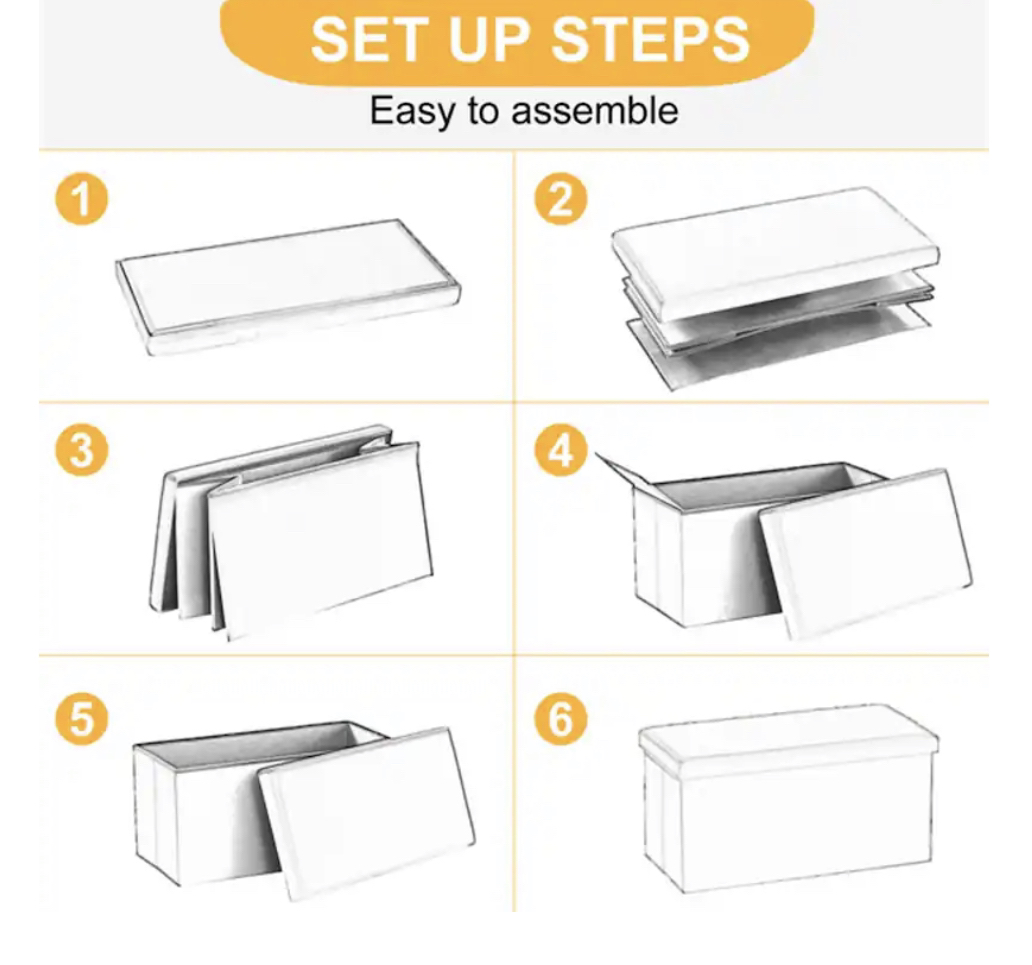 30” Folding Storage Bench Ottoman, White image indicator(7)