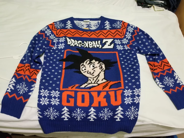 dragonball ball z goku ugly Christmas sweater size large thumbnail
