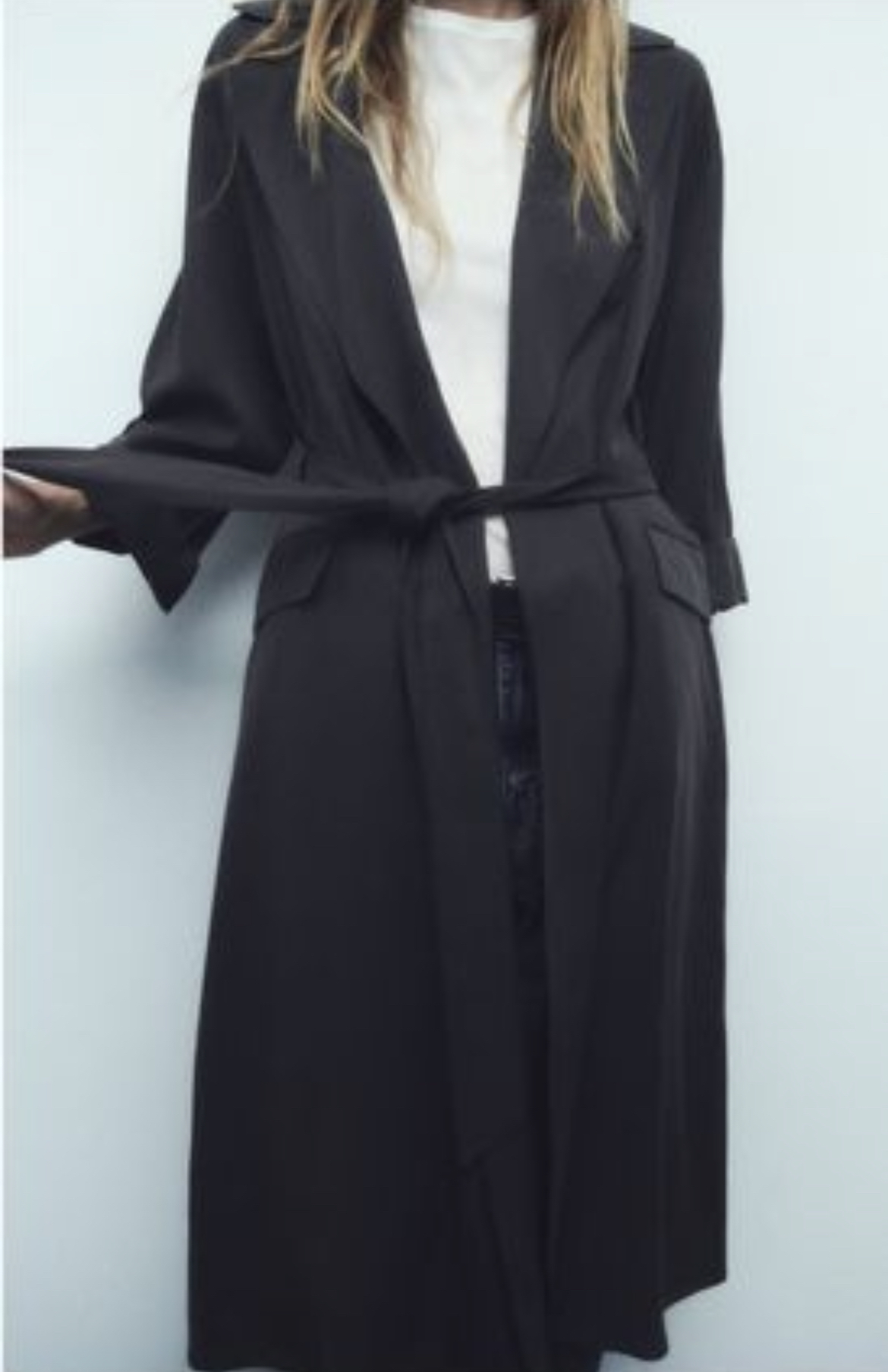 Zara lightweight trench coat, black sz S - photo 4