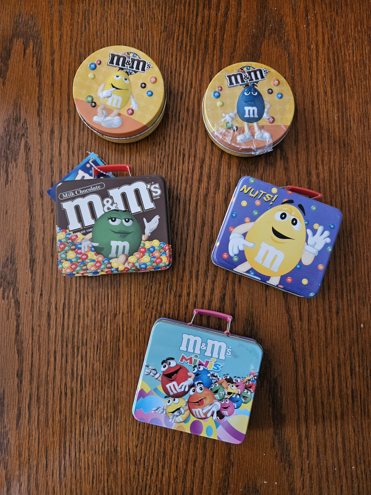 5 small M&M tins thumbnail