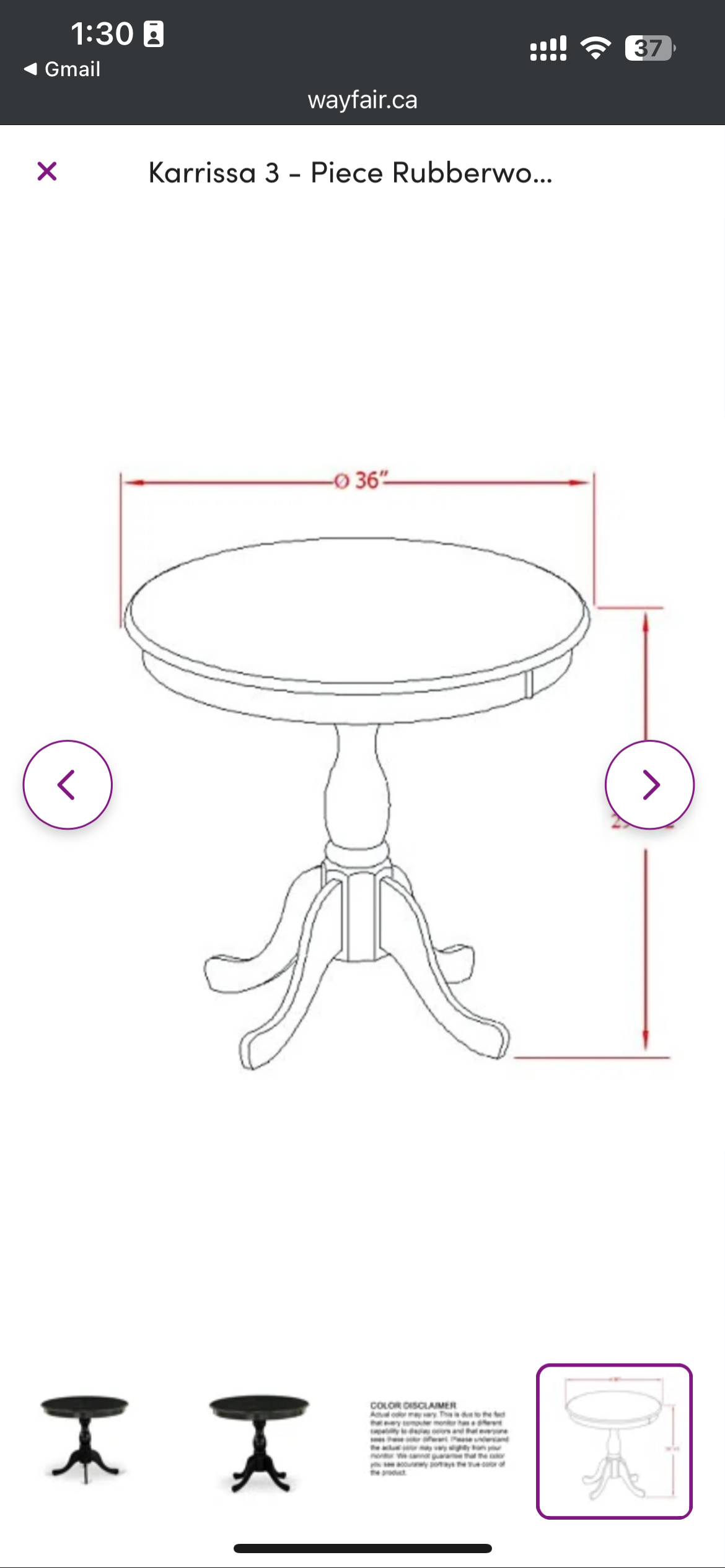 Dining table head 36” #sellingspree - photo 2