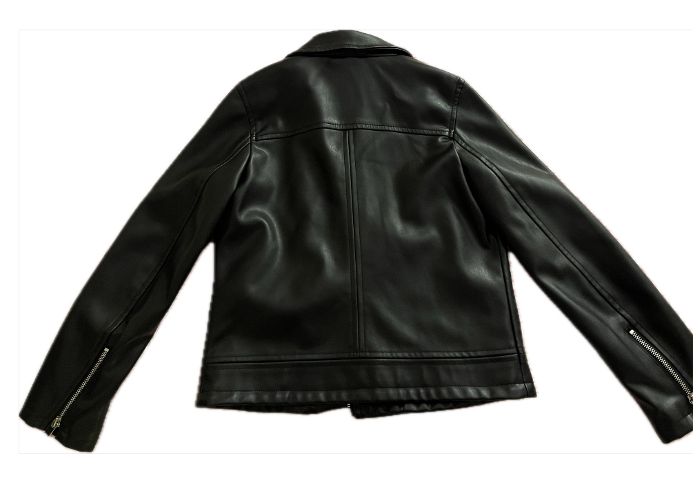 Vegan leather jacket with zippers at the sleeves image indicator(3)