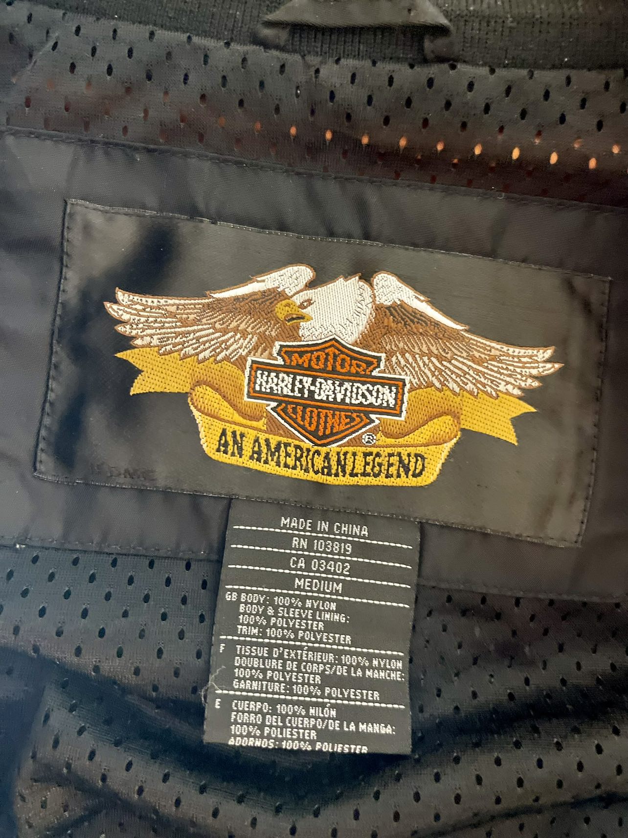 Harley Davidson Jacket Black Orange Logo Windbreaker - Med - photo 4