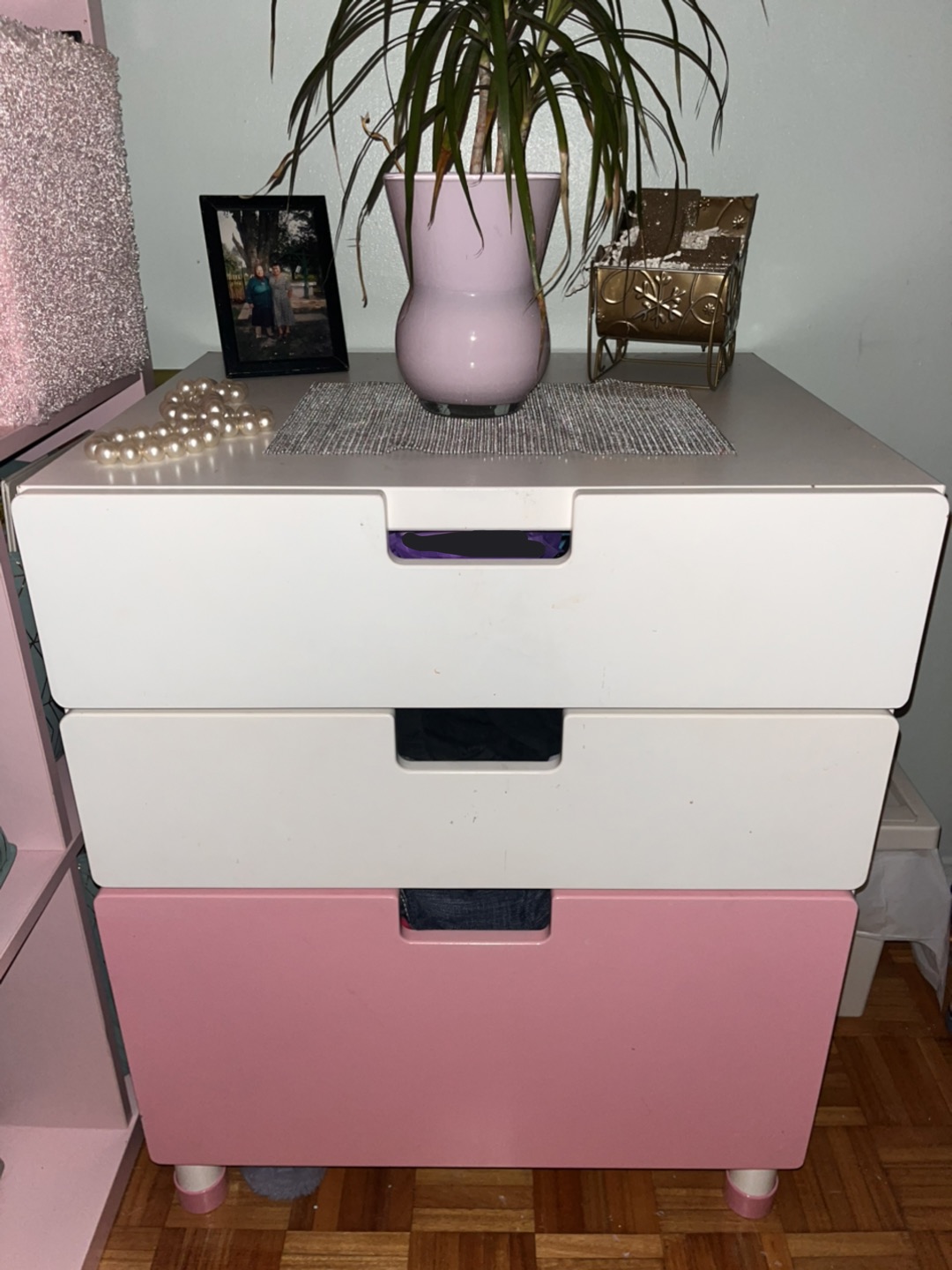 NORDLI Chest of 3 drawers, White and pink #SellingSpree