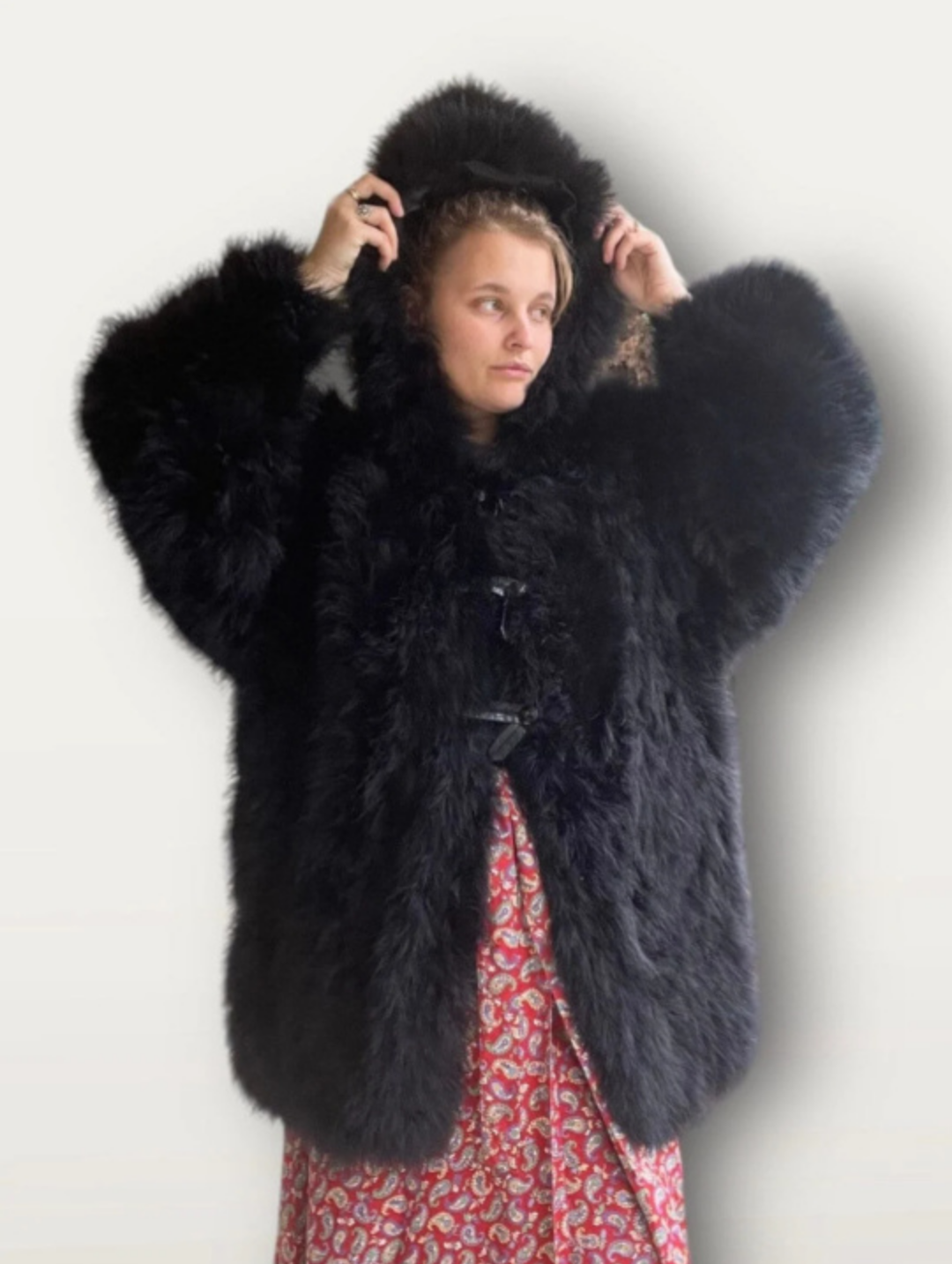 Black Super Fluffy Furry Fur Angora Sweater Jacket Cardigan