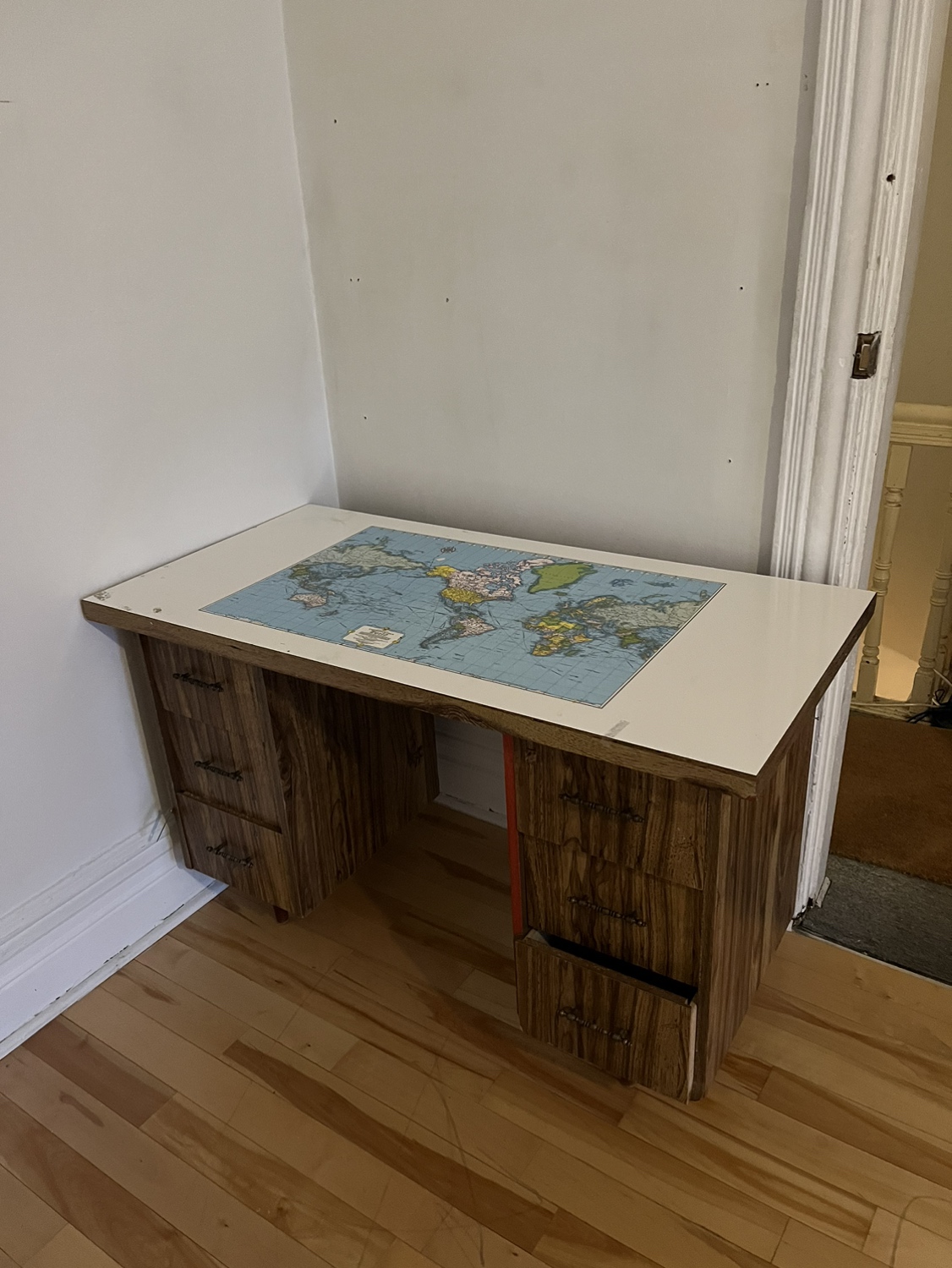 Desk with map