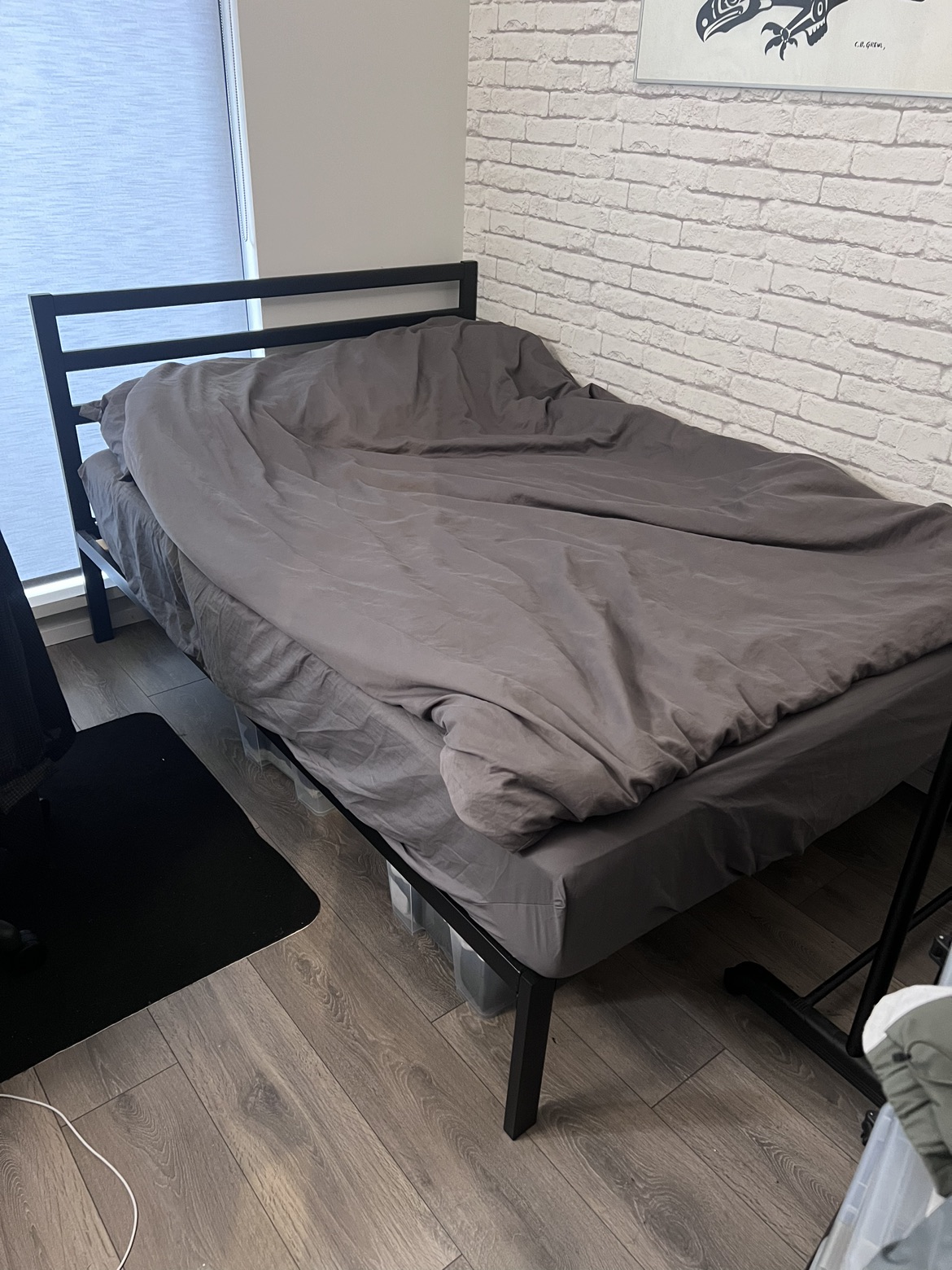 Double size bed frame + mattress + extras thumbnail