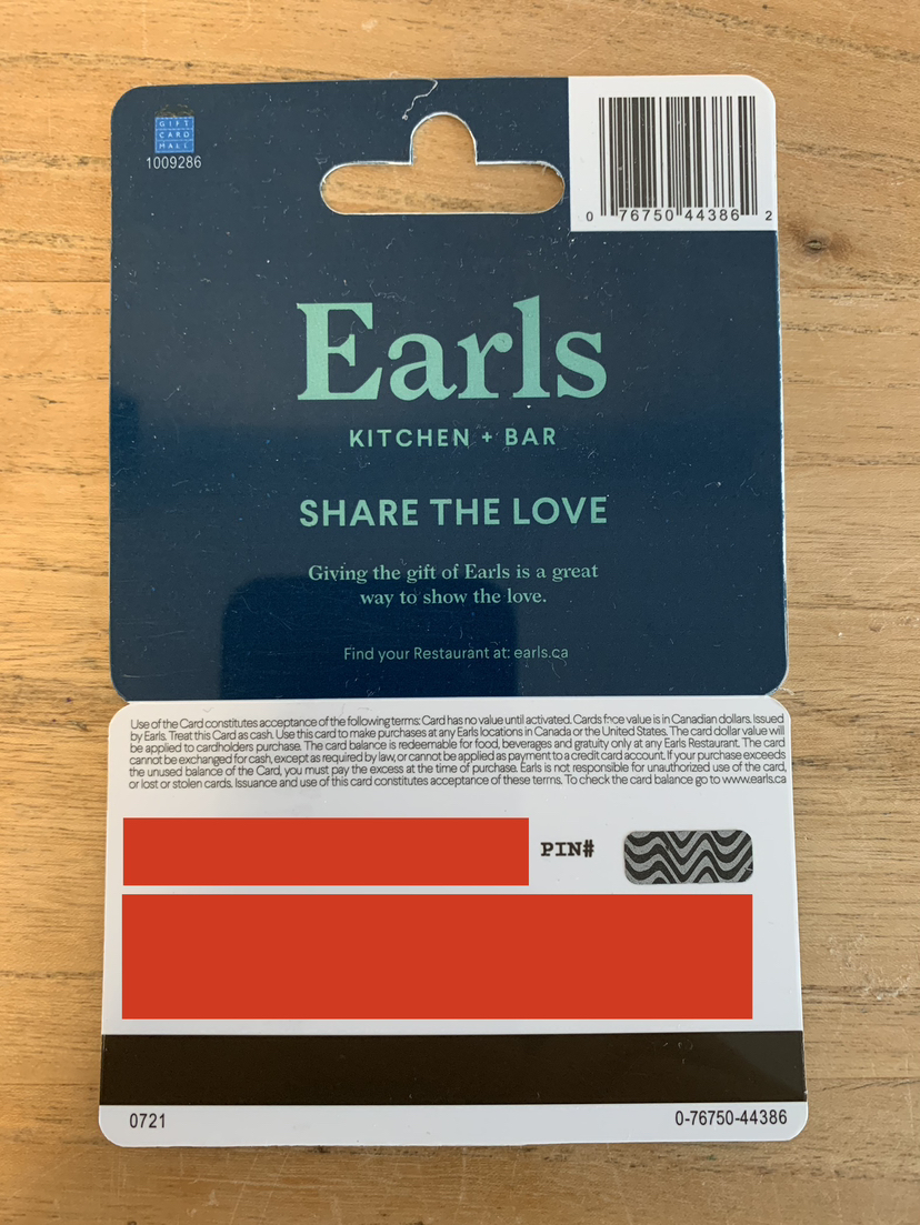 Earls $100 Gift card for $85 - photo 2