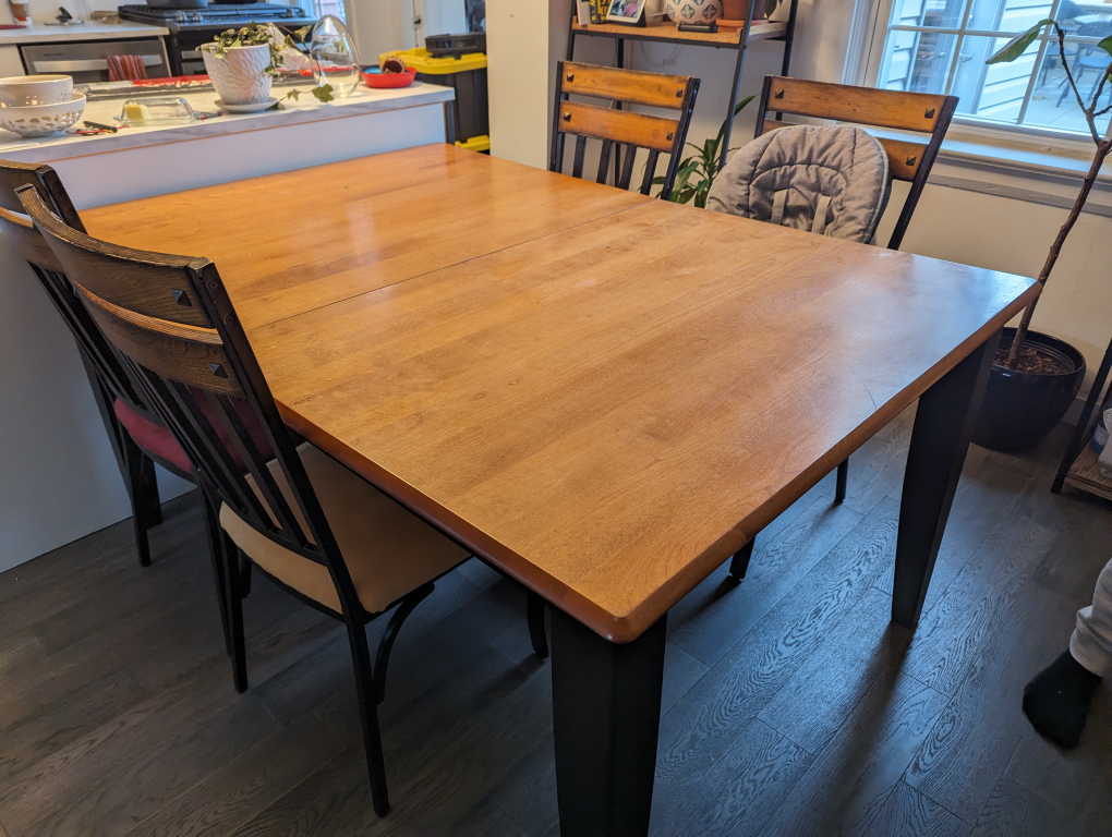 Wood kitchen or dining table with leaf