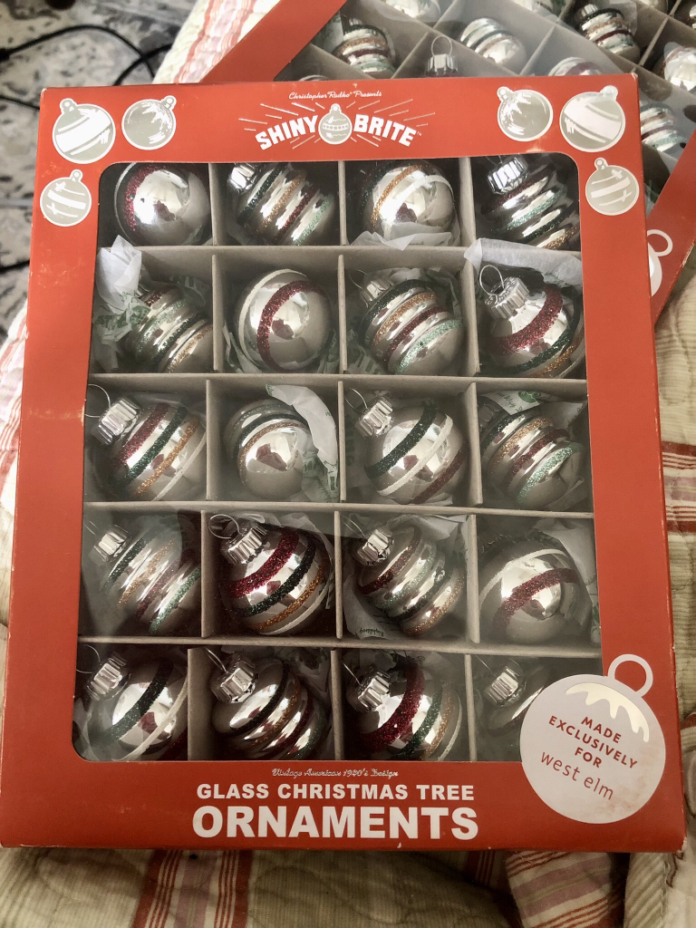 Set of 20 Shiny Brite for West Elm Vintage Style Glass Ornaments thumbnail