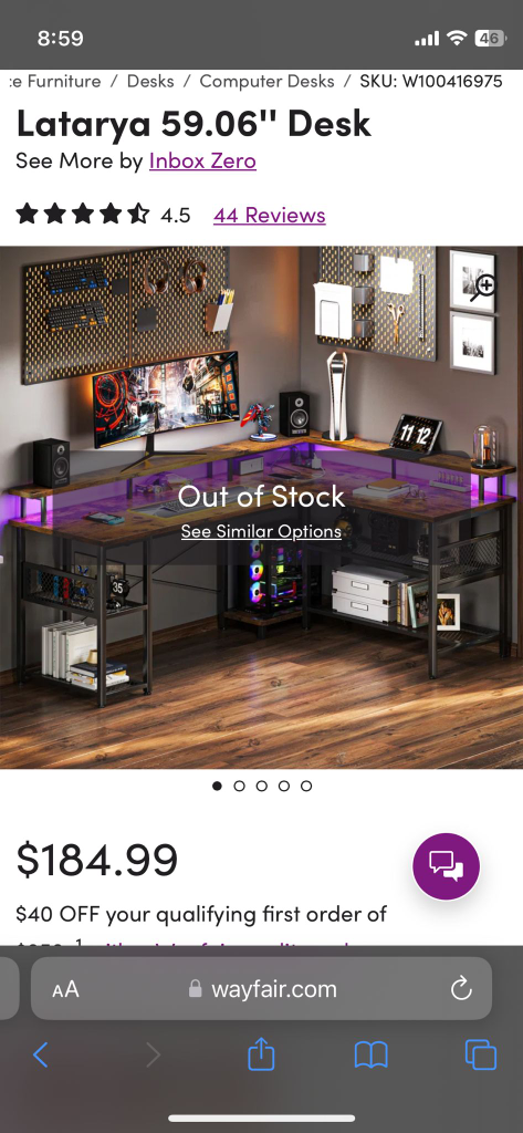L shaped desk with power bank and lights - photo 2