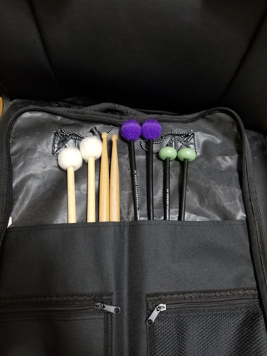 Percussion mallet set with carrying case