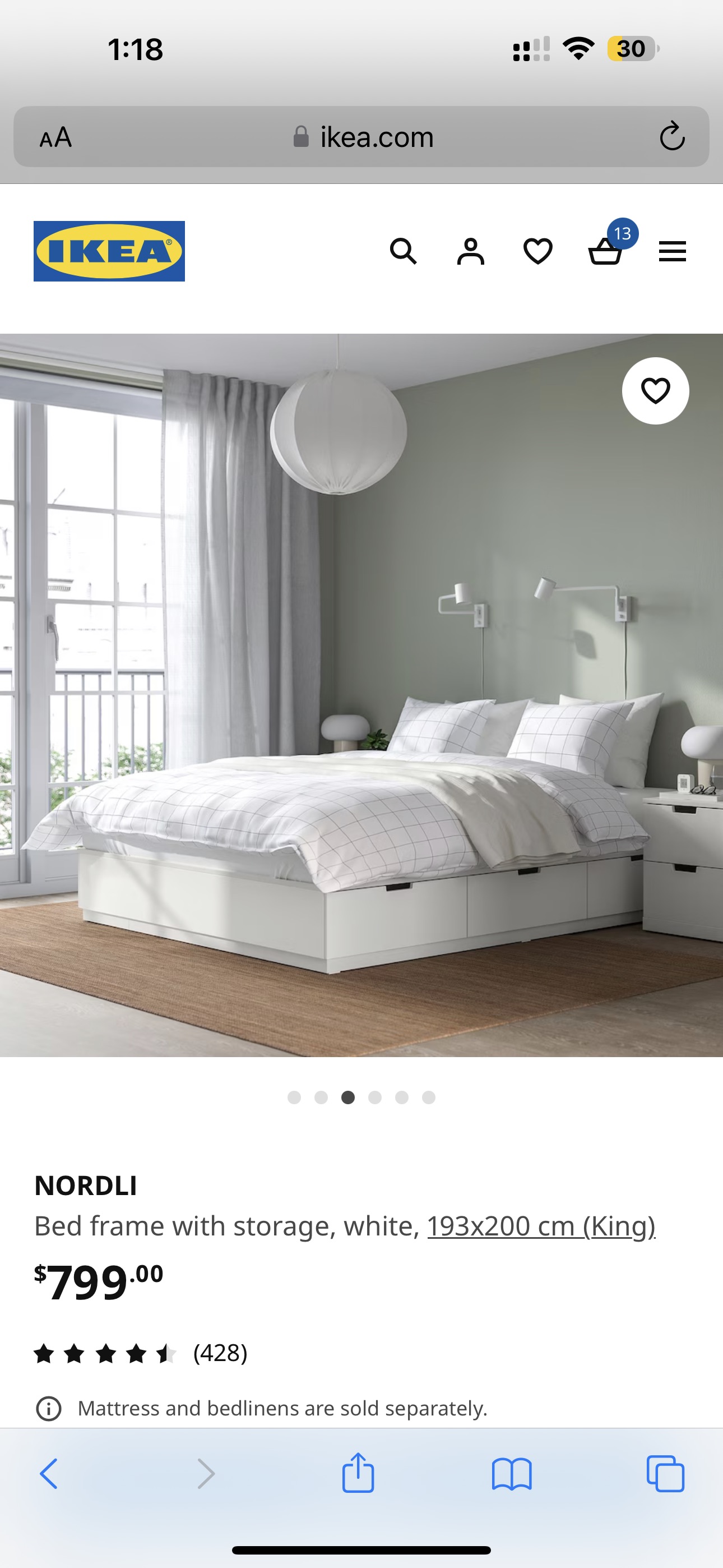 IKEA KING BED FRAME (NORDLI) image indicator(7)