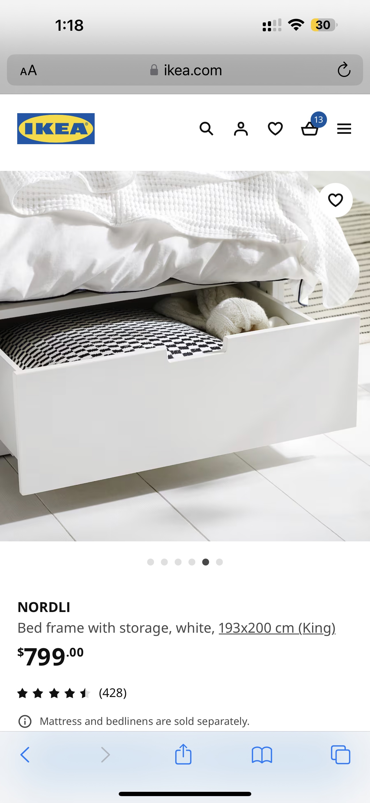 IKEA KING BED FRAME (NORDLI) image indicator(5)