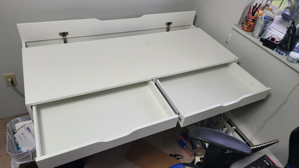 White IKEA desk with drawers image indicator(3)